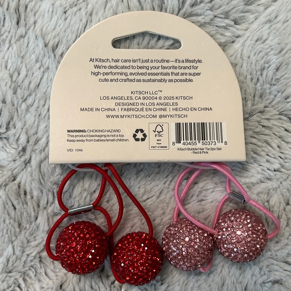 Kitsch Damage-Free Bubble Hair Tie, Sparkling Rhinestone Ponytail tieCrease-Free